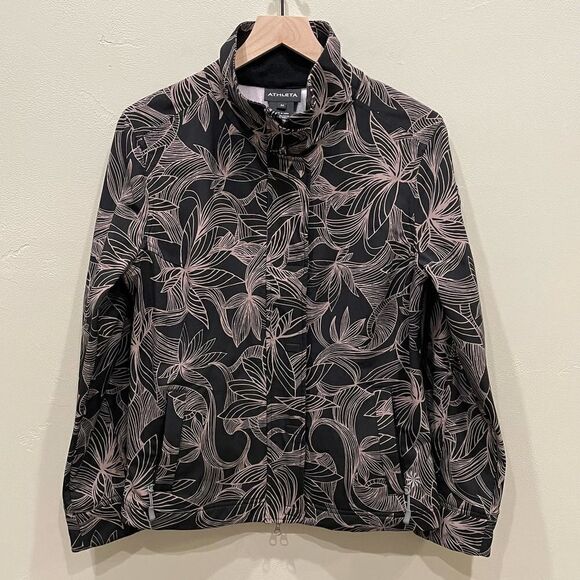 Athleta Odyssey Black Floral Print Jacket - Size: Medium - Picture 1 of 11